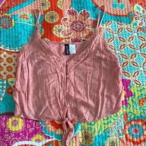 Old Pink String Crop Top